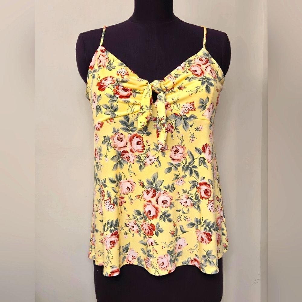 Ambiance Yellow Camisole Tie Front Top